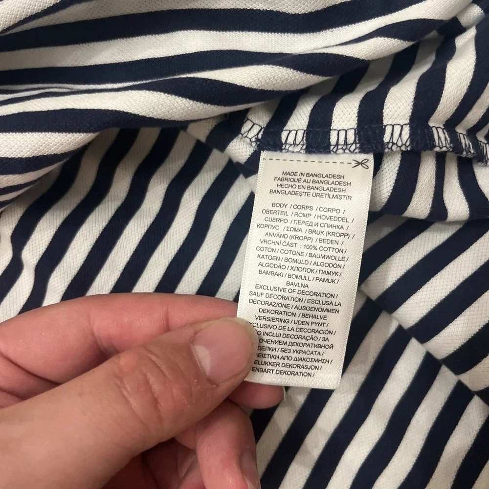 NWT Ralph Lauren Striped Polo Shirt Classic Fit Navy And White Sz 6XB